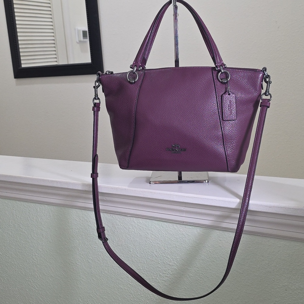 COACH C6229 Kacey Dark Purple Pebbled Leather/Gunmetal EUC
